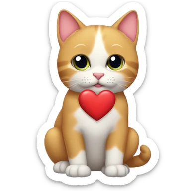 Gato tierno con un corazón  sticker
