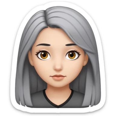 girl with black and gray hair and black eyes and long hair sticker