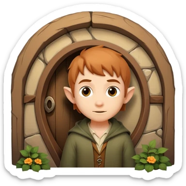 Boy in a hobbit hole sticker