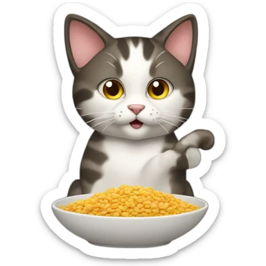 cat eating cereals sticker