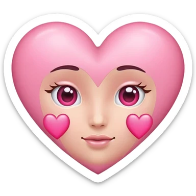 Heart face with pink hearts sticker