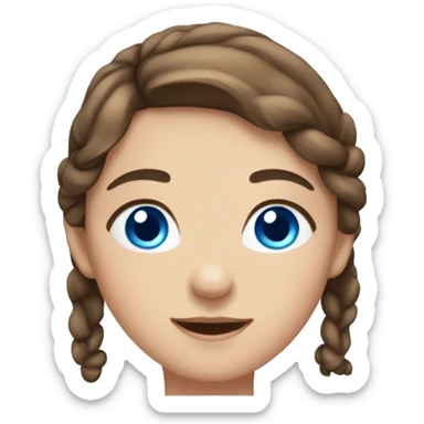 Girl with brown hair and blue eyes with a bow on her head sticker
