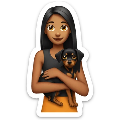 Girl holding a pinscher sticker