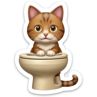 Poop cat in the toilet sticker
