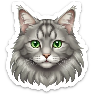 silver tabby maine coon cat with green eyes sticker