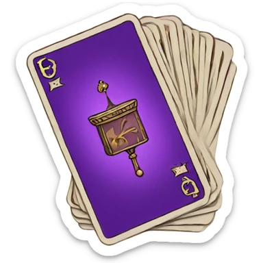 purple tarot playing card stack sticker