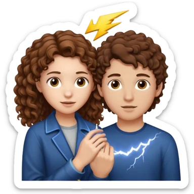 a 15 year old girl with brown curly hair but she has lightnings in it with a brown haired boy who gave her a promise ring sticker