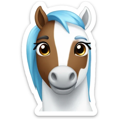 Pony brown and White and eyes Blue  sticker