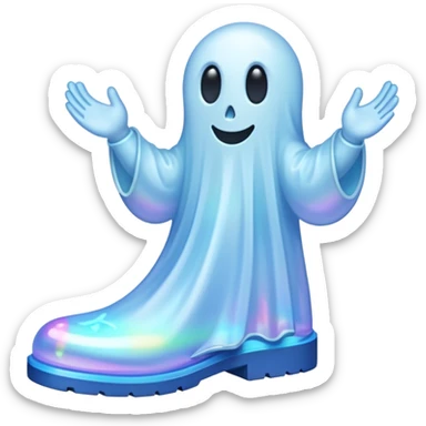 A holographic ghost with two boots sticker