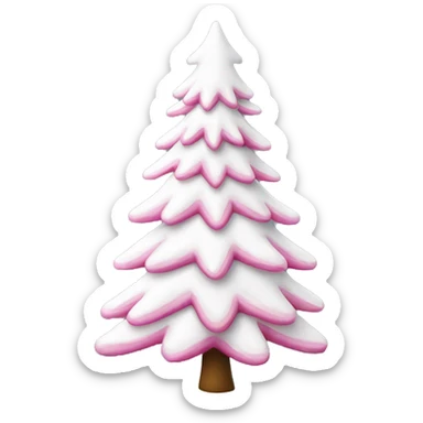 white and pink snowy christmas tree sticker