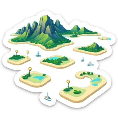 futuristic sea map with islands and a route  sticker