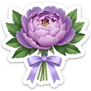 pastel lilac peony bouquet tied with a ribbon sticker