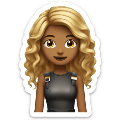 Chica tez trigeña con cabello de mechas color caramelo cabello mediano sticker