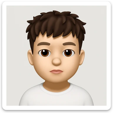 Convert this photo into a 3D emoji in Apple style, closely resembling the original person, with a neutral background. The style should mimic Apple's emoji style but with a 3D emoji appearance, keeping the likeness of the person in the photo. sticker