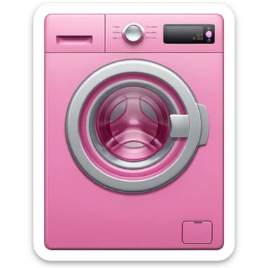 
pink washing machine mid-cycle with clothes tumbling inside sticker