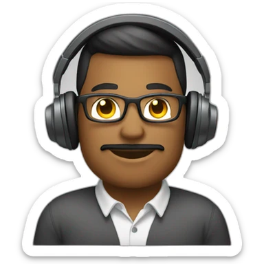 it employee with pc and heafphones sticker