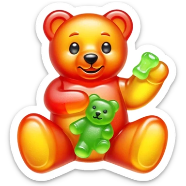 Sour gummi bears with citric acid powder sticker