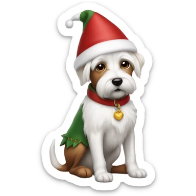 Elf sat on a westie dog sticker