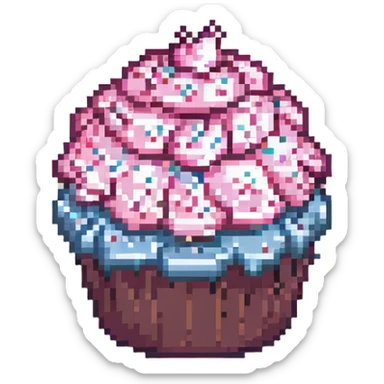 pixel art cupcake with pink icing sticker