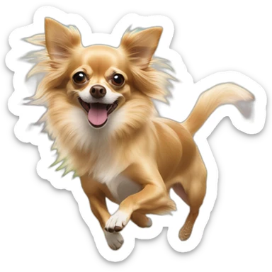 Long hair sand chihuahua running in Hollywood park sticker