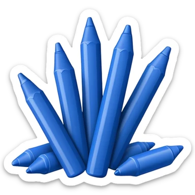Eleven blue crayons arranged in a neat row sticker