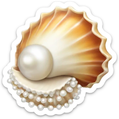 Sea shell with pearl sticker