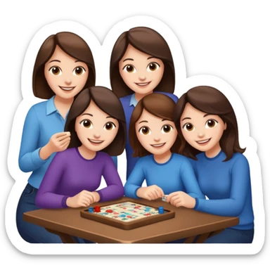 4 brunette friends playing board game sticker