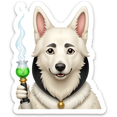 White belgian Shepard with bong sticker