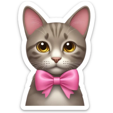 A cat with a pink bow sticker