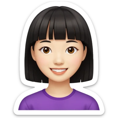 asian girl blunt fringe sticker