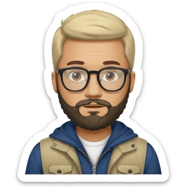 hombre con barba, lentes y ropa urbana sticker