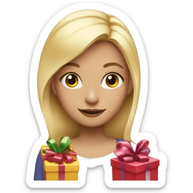 blonde girl with a lot of gifts sticker