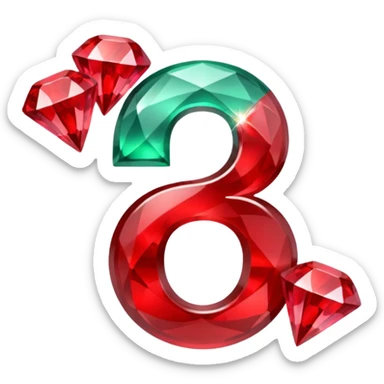 A paid subscription icon featuring red emeralds and gems with the number 5 on it. sticker
