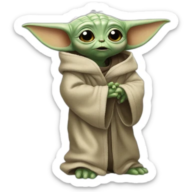 Baby yoda is scared sticker