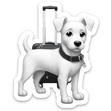 Mutt dog with suitcase black white  sticker