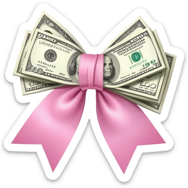 Money with pink bow sticker