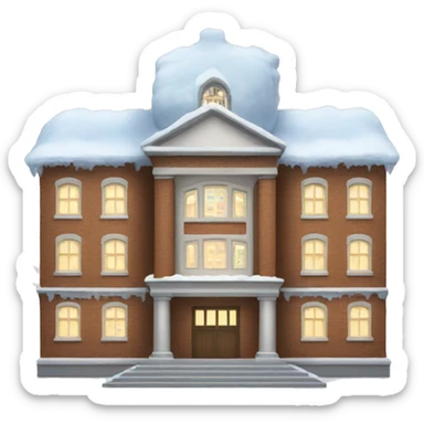 School in winter in front sticker