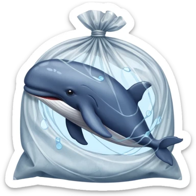 whale stuck in plastic waste bag sticker