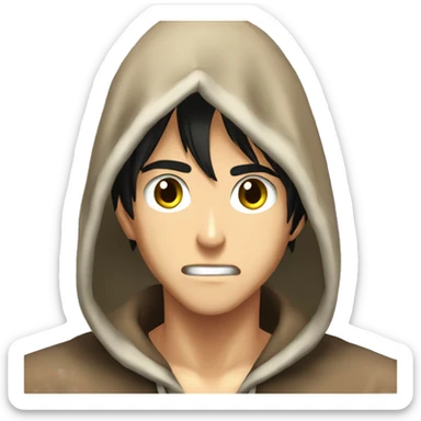 eren yeager in hooded glance sticker