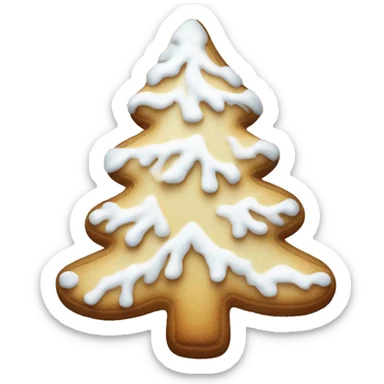 white frosted gingerbread cookie shaped like a pine tree sticker