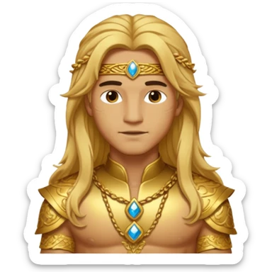 Adonis, Desire God from Rome Mythology with long golden blonde hair, gold outfit sticker