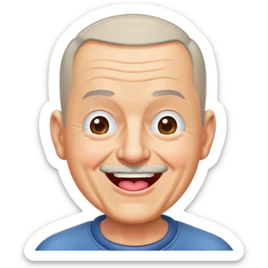 Nam, 70 tuổi, đầu đinh, nhắm 1 mắt, cười tươi, tounge out sticker