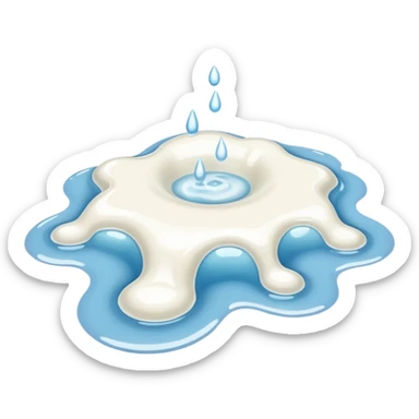 a small puddle of white liquid sticker