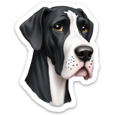 Create a Great Dane black and withe  sticker