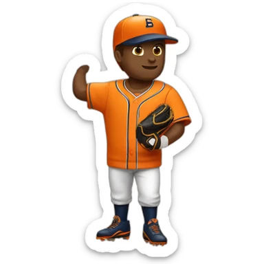 Castor bateando con uniforma de béisbol color naranja sticker