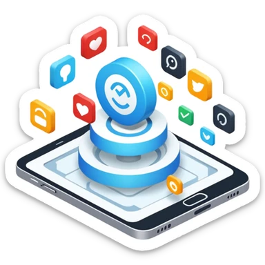 create an isometric analogous to show case user experience around multi channel like portal, chat, mobile sticker