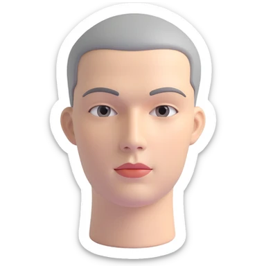 grey mannequin face, neutral expression, 3D style, smooth and realistic sticker