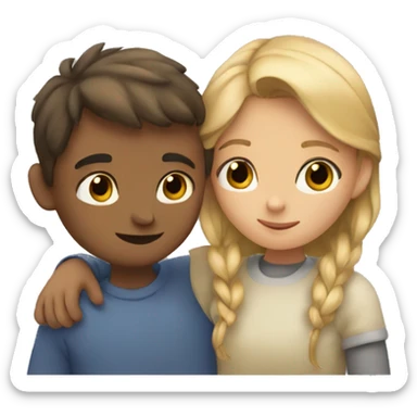 a boy and a girl huggig each other tightly sticker