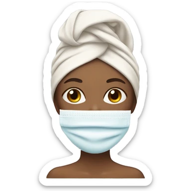 girl with skincare face mask on and towel on head sticker