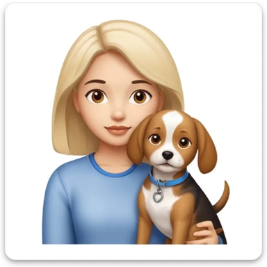 girl and dog posing cute sticker